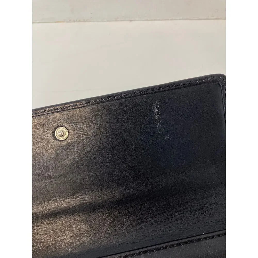 COACH LARGE BLACK SMOOTH LEATHER WALLET WITH EMBOSSED LOGO